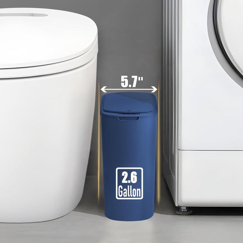 TIPGO Automatic Motion Sensor Bathroom Trash Can with Lid, 2.6 Gallon Touchless Trash Bin, Smart Garbage Can Plastic Slim Wastebasket for Bedroom, Office, Dorm (Blue) - Image 4